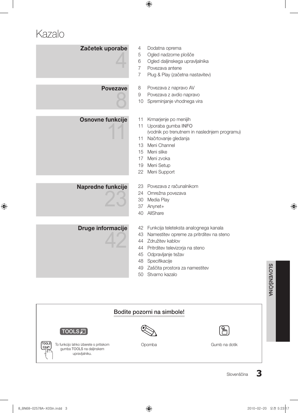 Kazalo | Samsung PS50C551G2W User Manual | Page 353 / 452