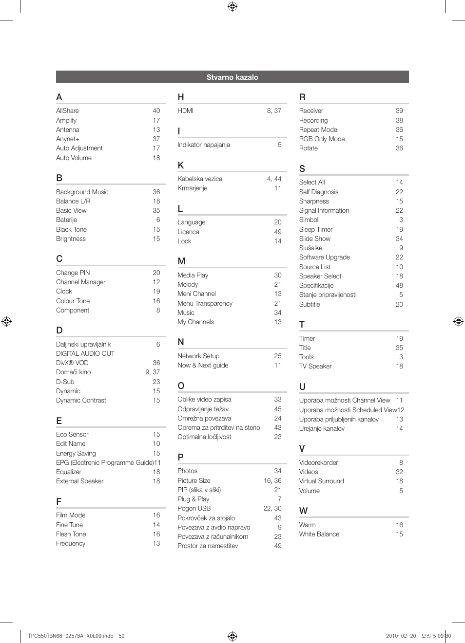 Samsung PS50C551G2W User Manual | Page 400 / 452
