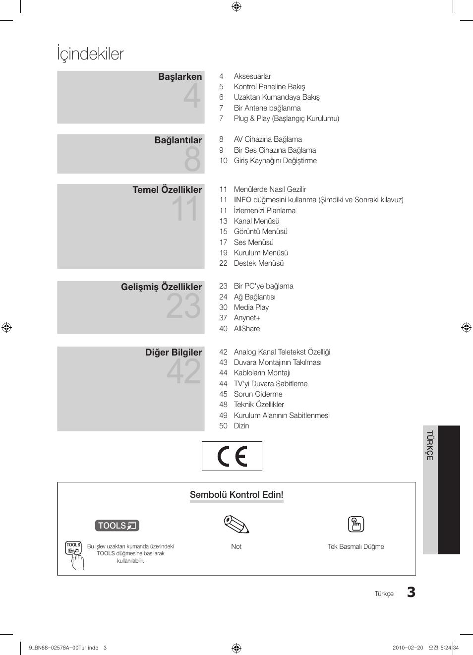 Içindekiler | Samsung PS50C551G2W User Manual | Page 403 / 452