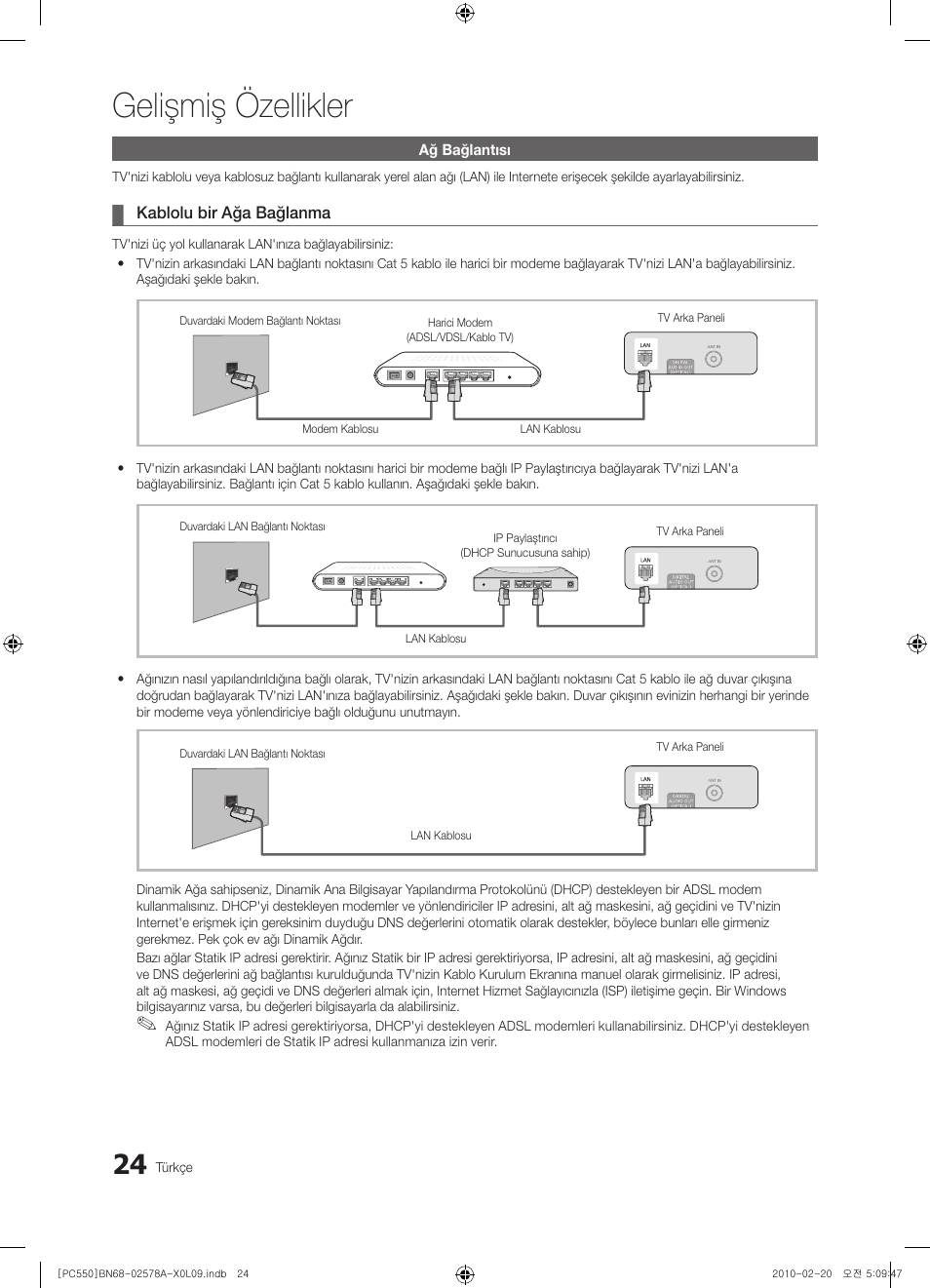 Gelişmiş özellikler | Samsung PS50C551G2W User Manual | Page 424 / 452