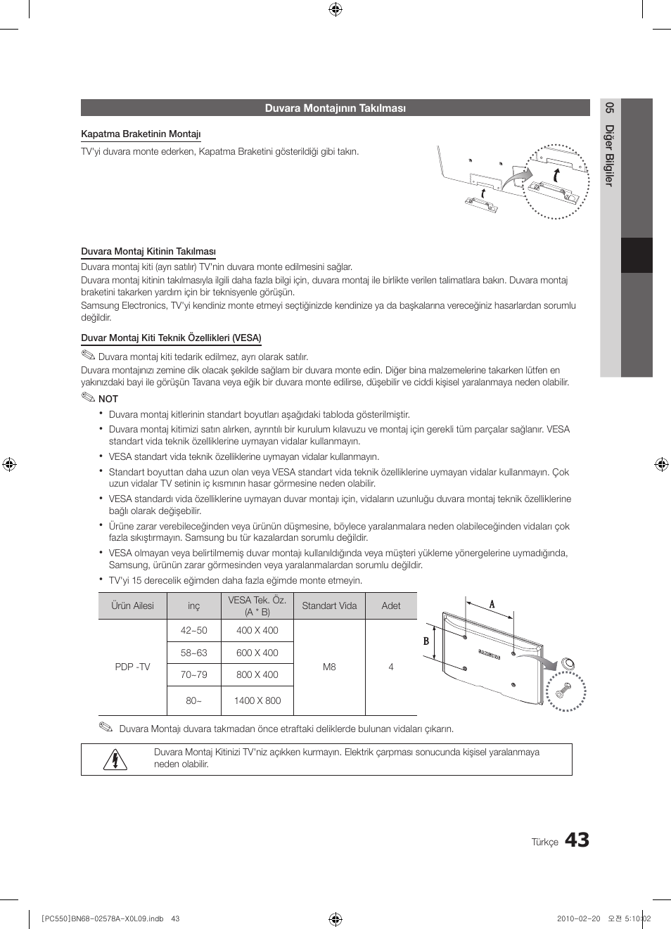 Samsung PS50C551G2W User Manual | Page 443 / 452
