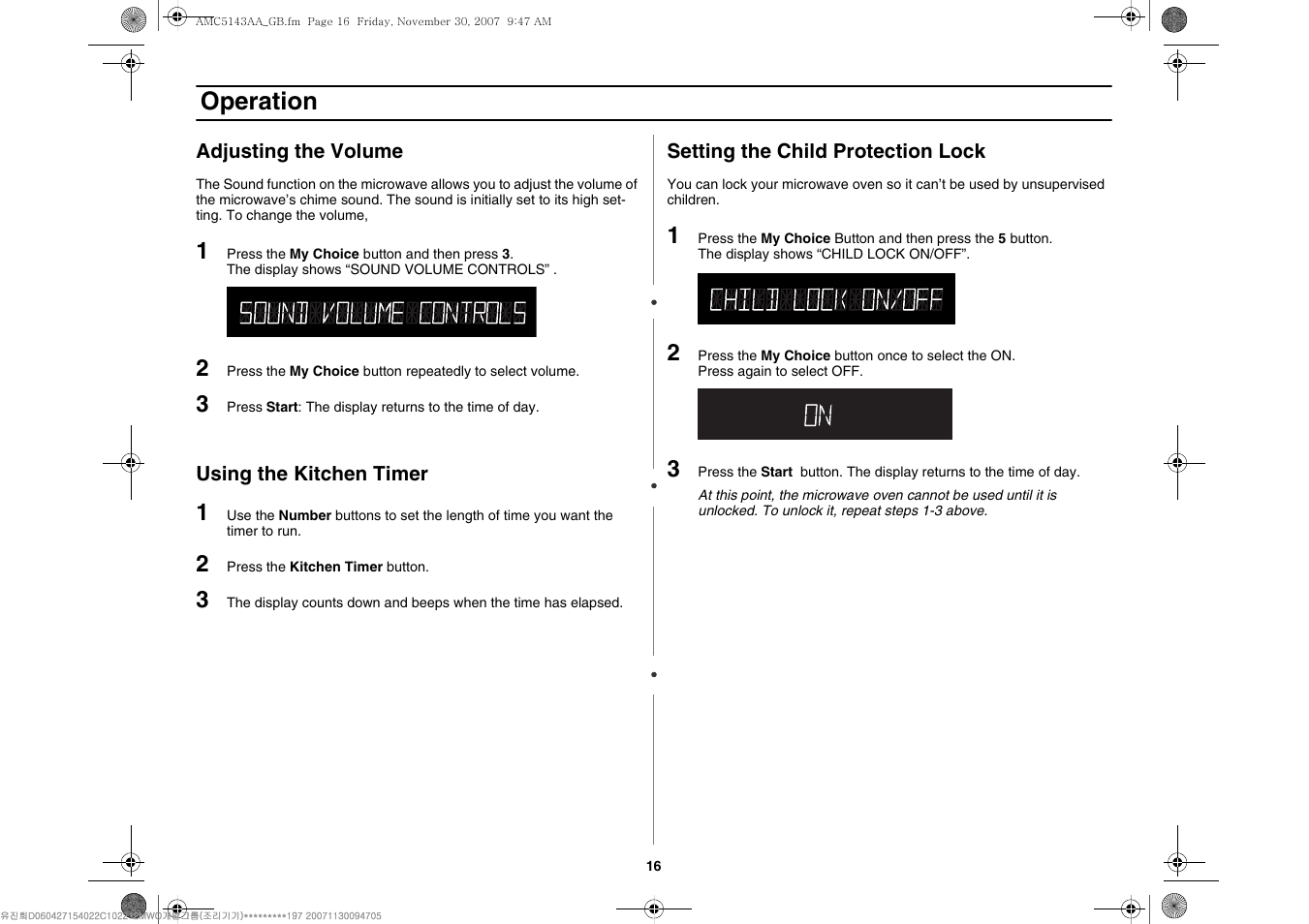 Operation | Amana AMC5143BCB/W/Q User Manual | Page 16 / 104