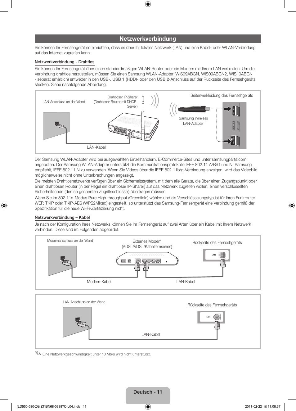 Netzwerkverbindung | Samsung LE37D550K1W User Manual | Page 27 / 67