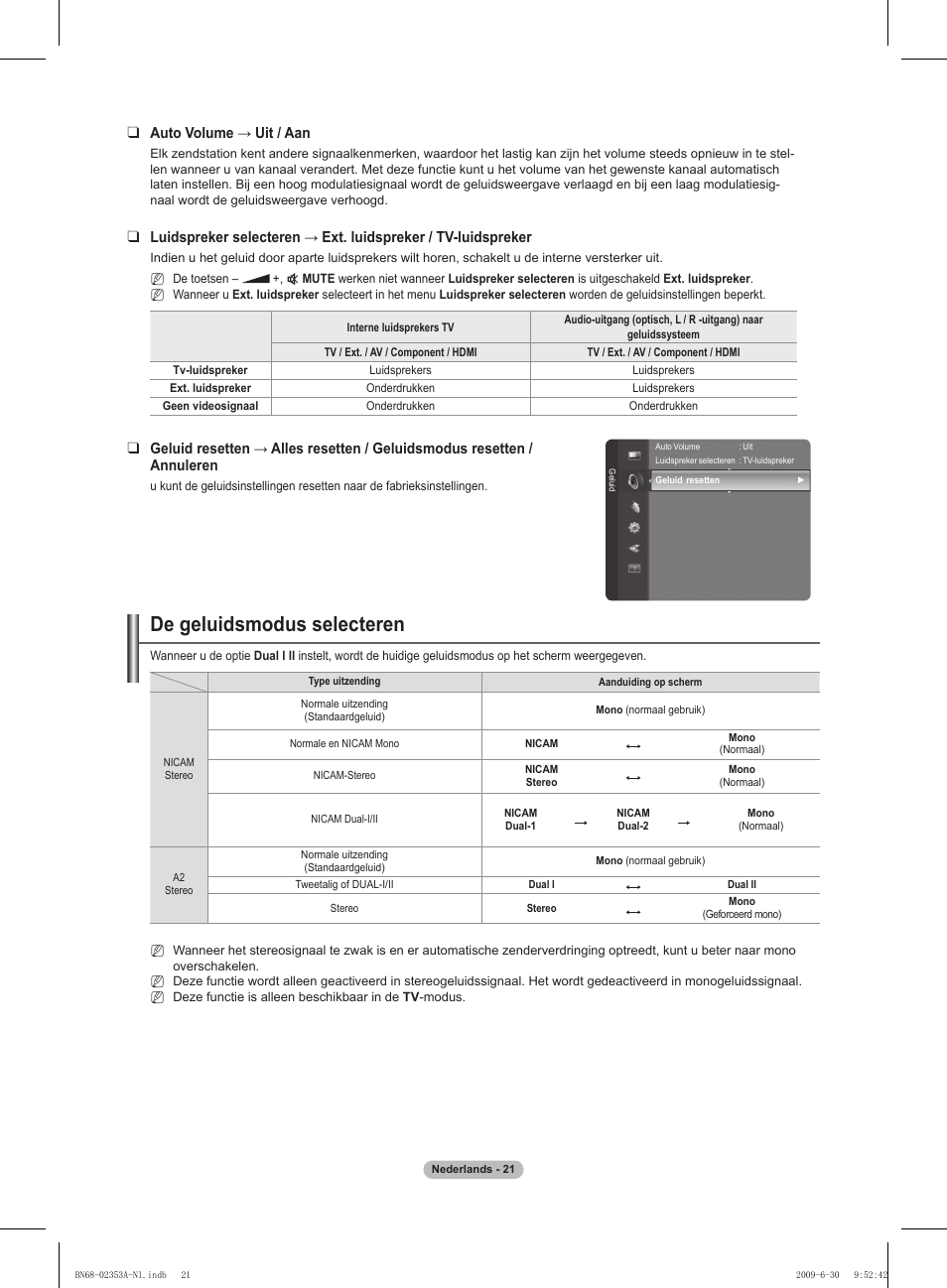De geluidsmodus selecteren | Samsung PS50B430P2W User Manual | Page 114 / 283