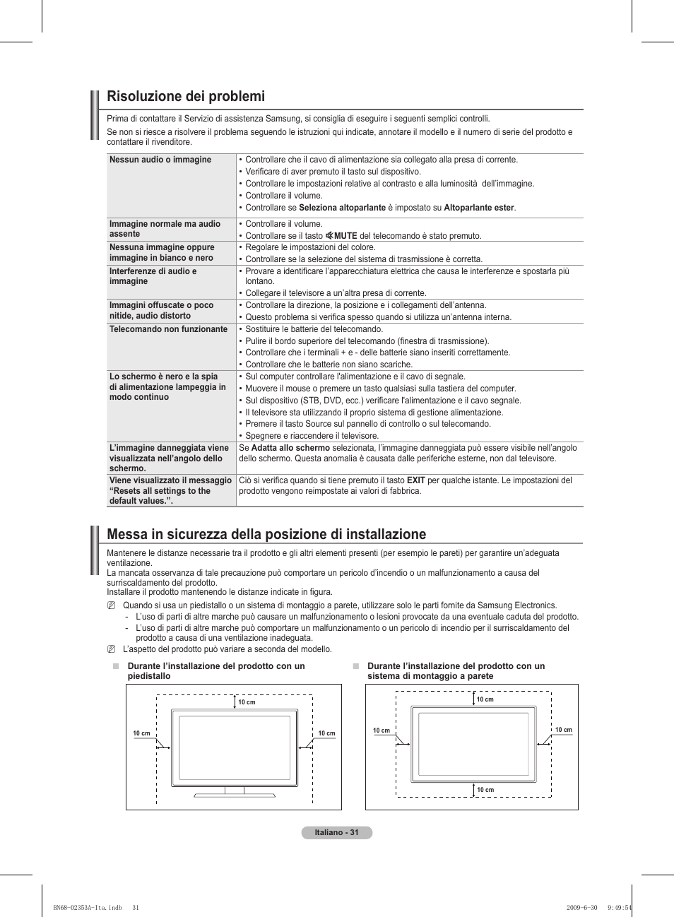 Risoluzione dei problemi | Samsung PS50B430P2W User Manual | Page 155 / 283