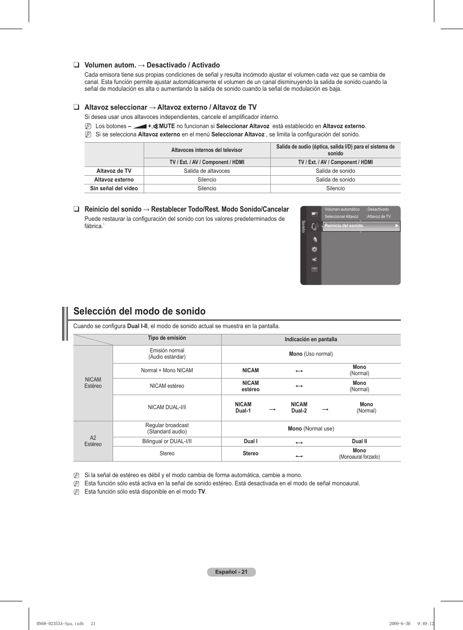 Selección del modo de sonido | Samsung PS50B430P2W User Manual | Page 177 / 283