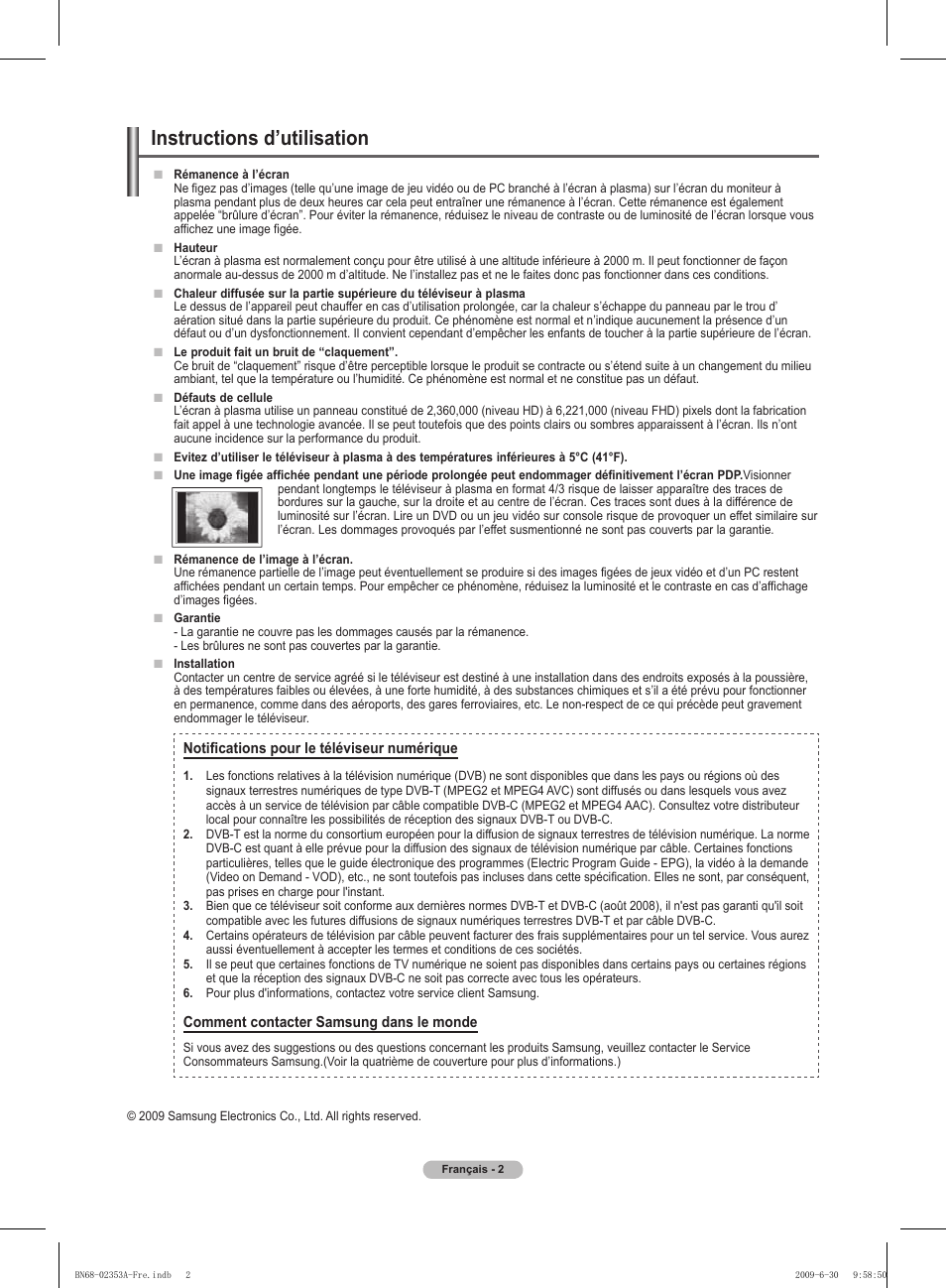 Instructions d’utilisation | Samsung PS50B430P2W User Manual | Page 33 / 283