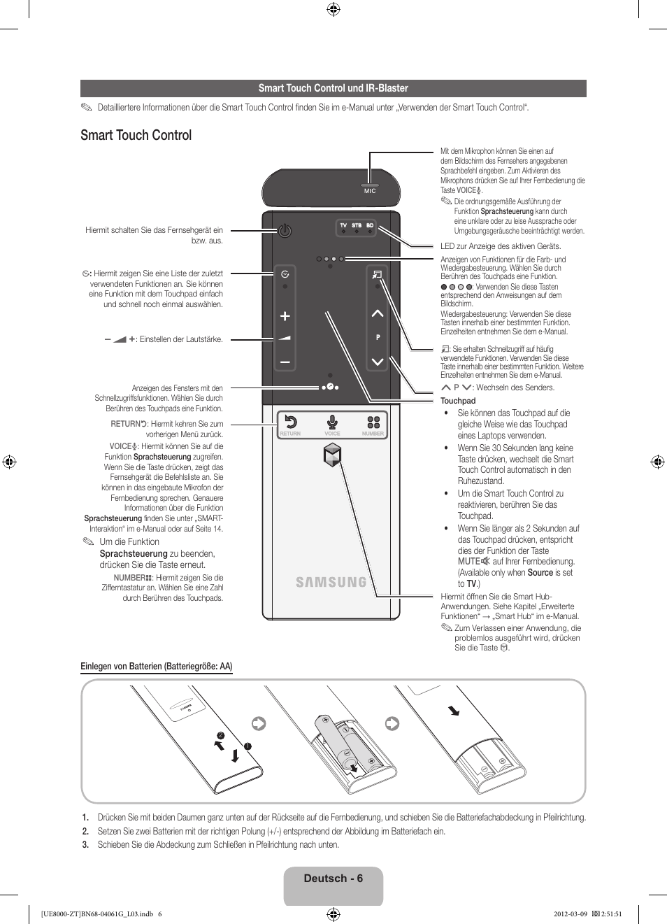Smart touch control | Samsung UE46ES8000Q User Manual | Page 53 / 71