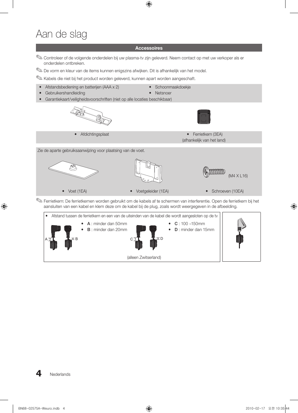 Aan de slag | Samsung PS50C450B1W User Manual | Page 124 / 361