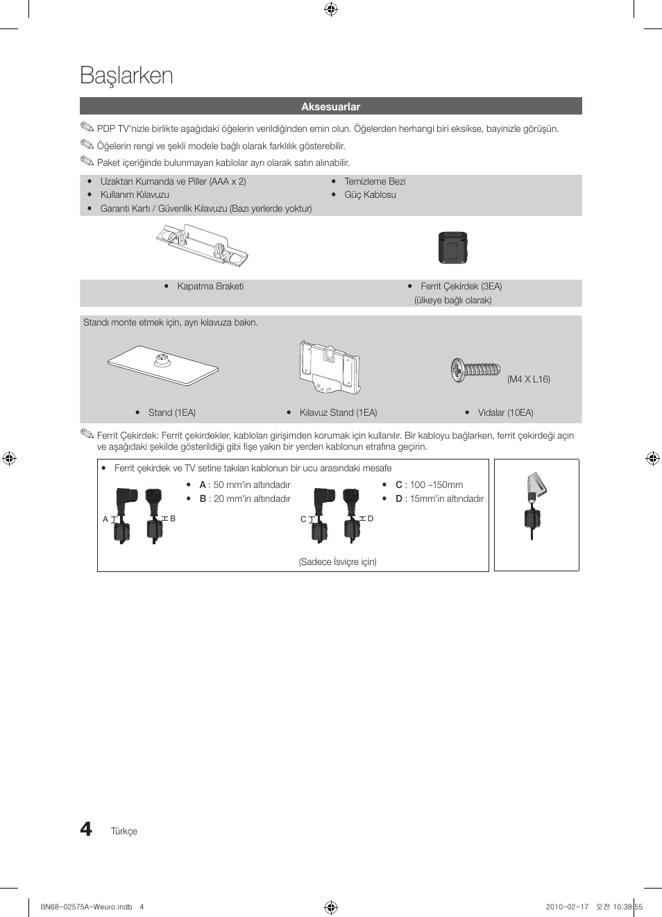 Başlarken | Samsung PS50C450B1W User Manual | Page 324 / 361