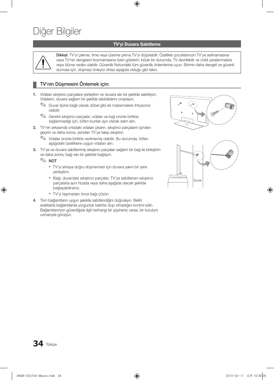 Diğer bilgiler | Samsung PS50C450B1W User Manual | Page 354 / 361