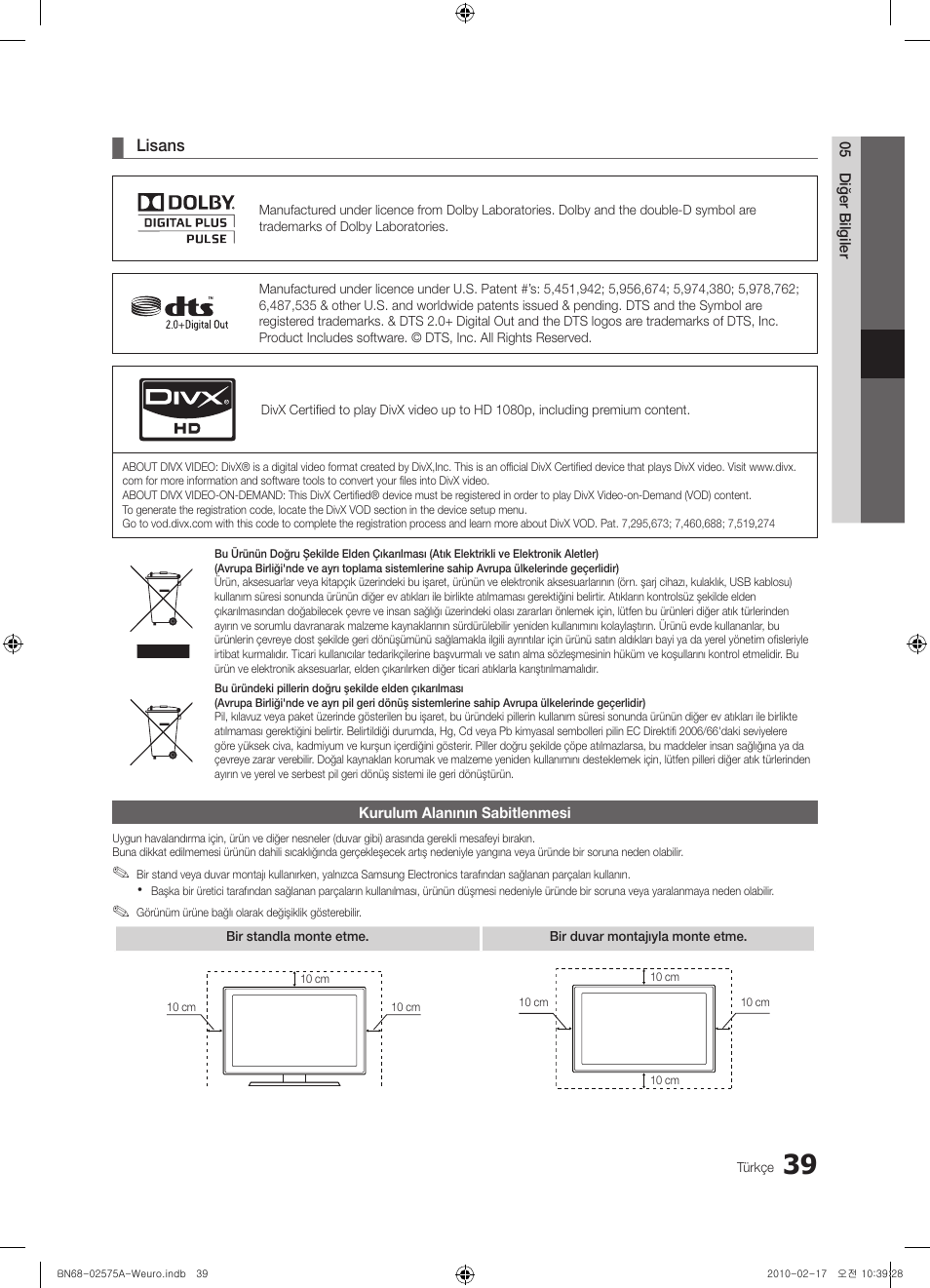 Samsung PS50C450B1W User Manual | Page 359 / 361