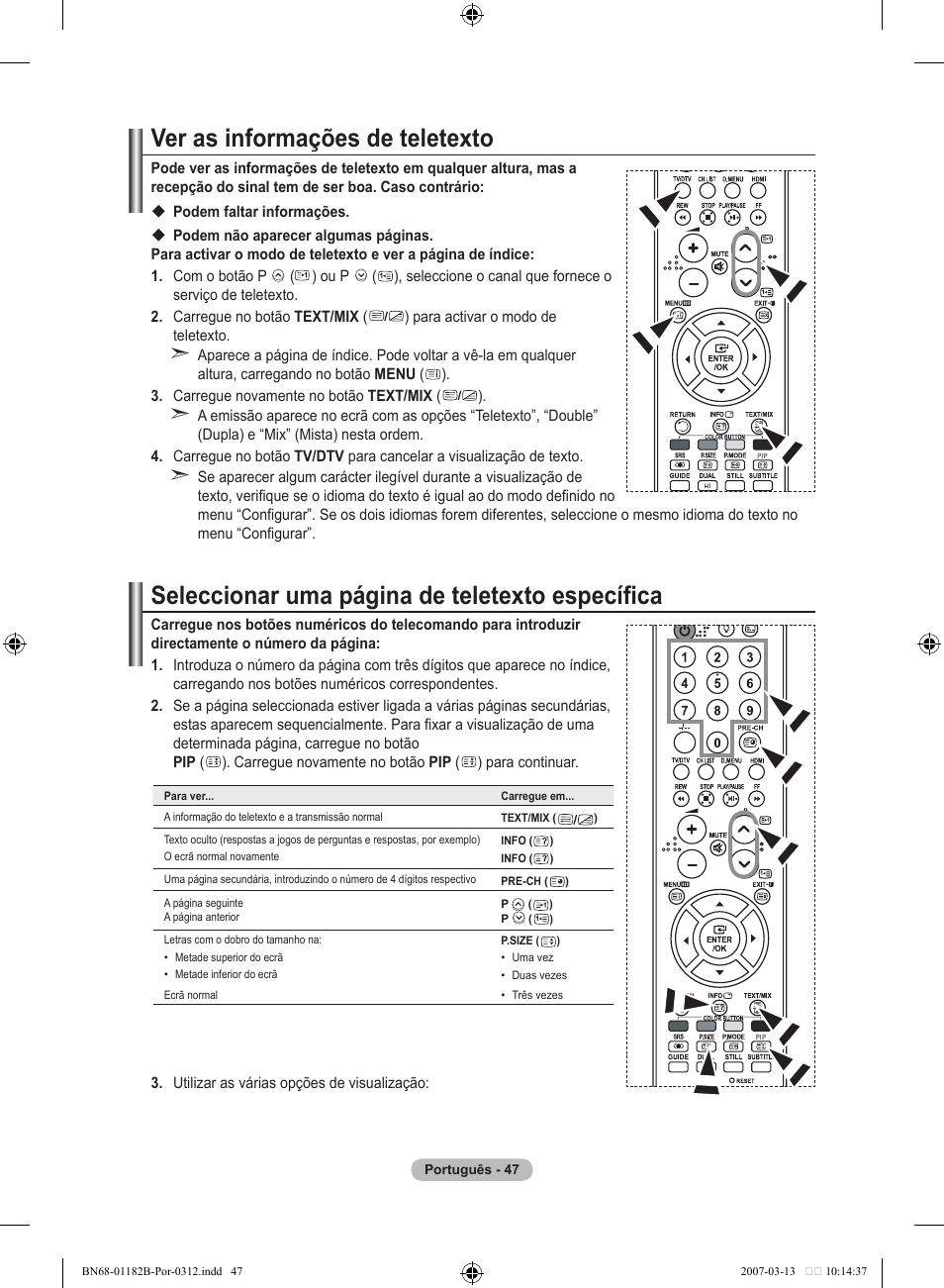 Ver as informações de teletexto, Seleccionar uma página de teletexto específica | Samsung LE40S86BD User Manual | Page 397 / 466