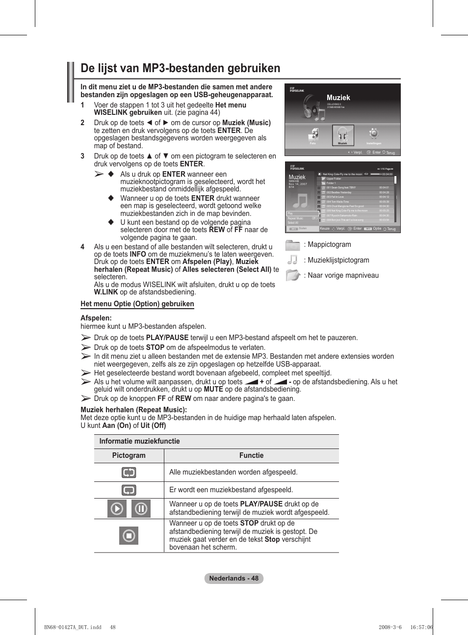 De lijst van mp-bestanden gebruiken | Samsung PS50A557S3F User Manual | Page 234 / 495