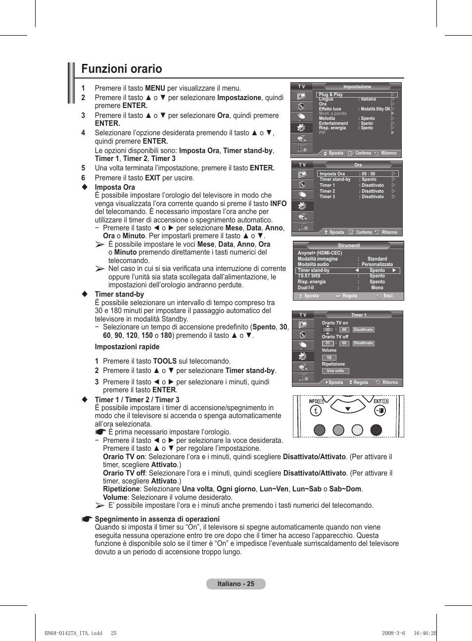 Funzioni orario | Samsung PS50A557S3F User Manual | Page 272 / 495