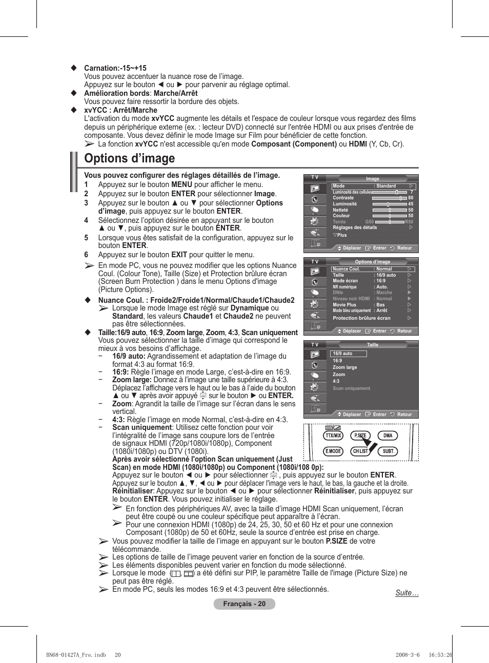 Options d’image | Samsung PS50A557S3F User Manual | Page 82 / 495