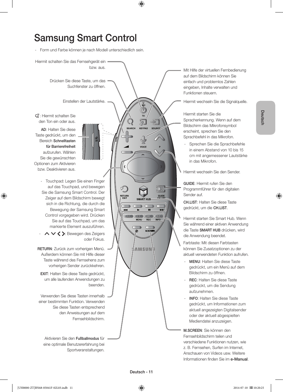 Samsung smart control | Samsung UE55H8000SZ User Manual | Page 57 / 69