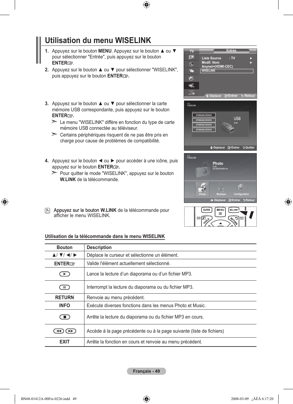 Utilisation du menu wiselink | Samsung LE37A656A1F User Manual | Page 119 / 546