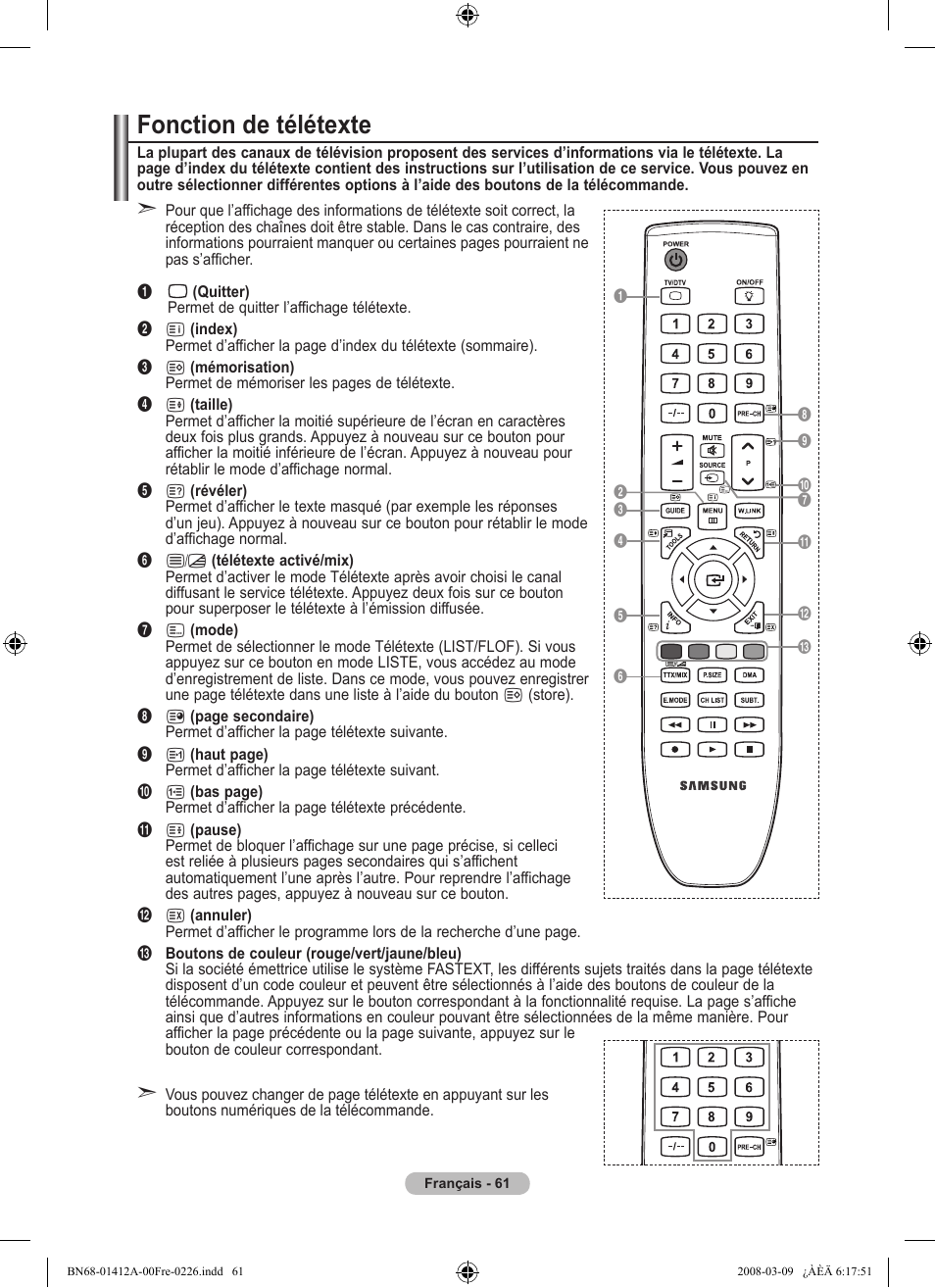 Fonction de télétexte | Samsung LE37A656A1F User Manual | Page 131 / 546