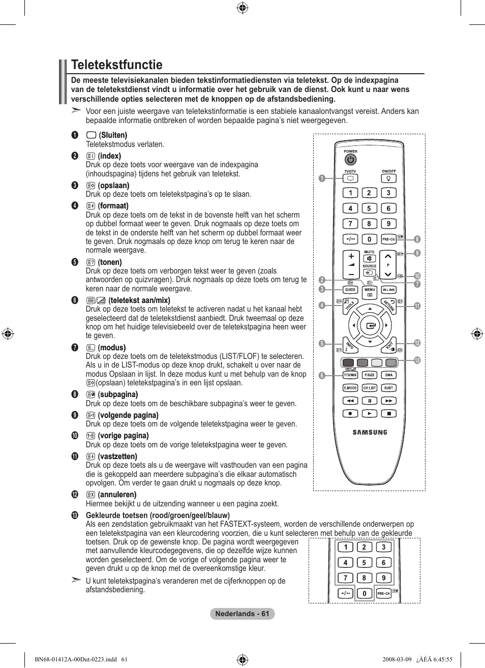 Teletekstfunctie | Samsung LE37A656A1F User Manual | Page 267 / 546