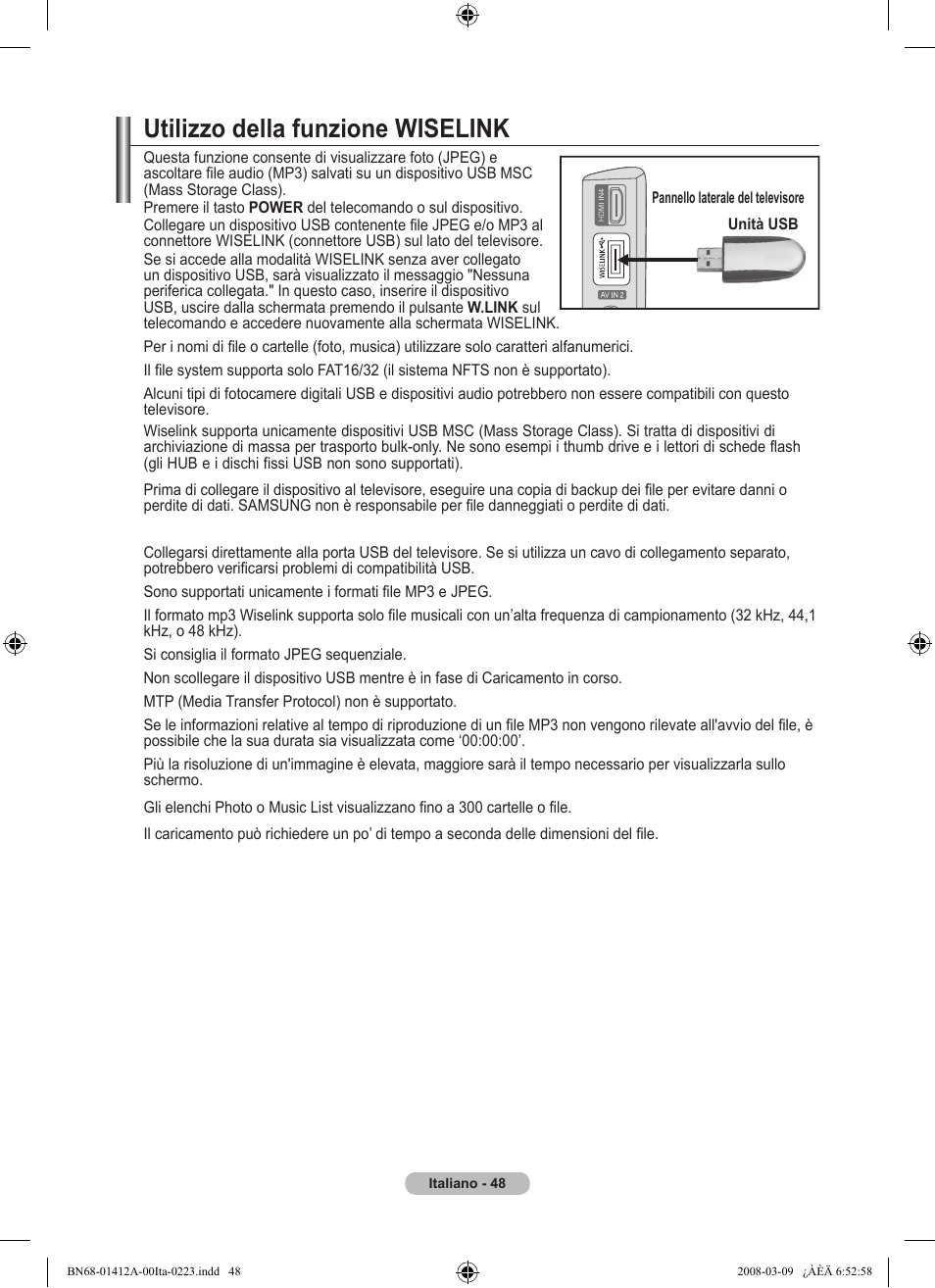 Utilizzo della funzione wiselink | Samsung LE37A656A1F User Manual | Page 322 / 546