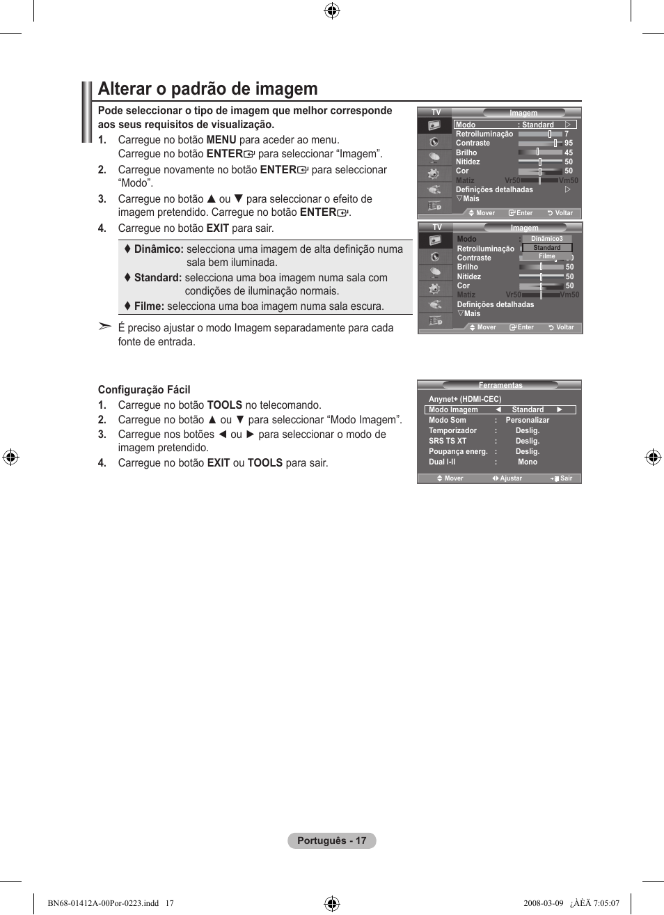 Alterar o padrão de imagem | Samsung LE37A656A1F User Manual | Page 427 / 546