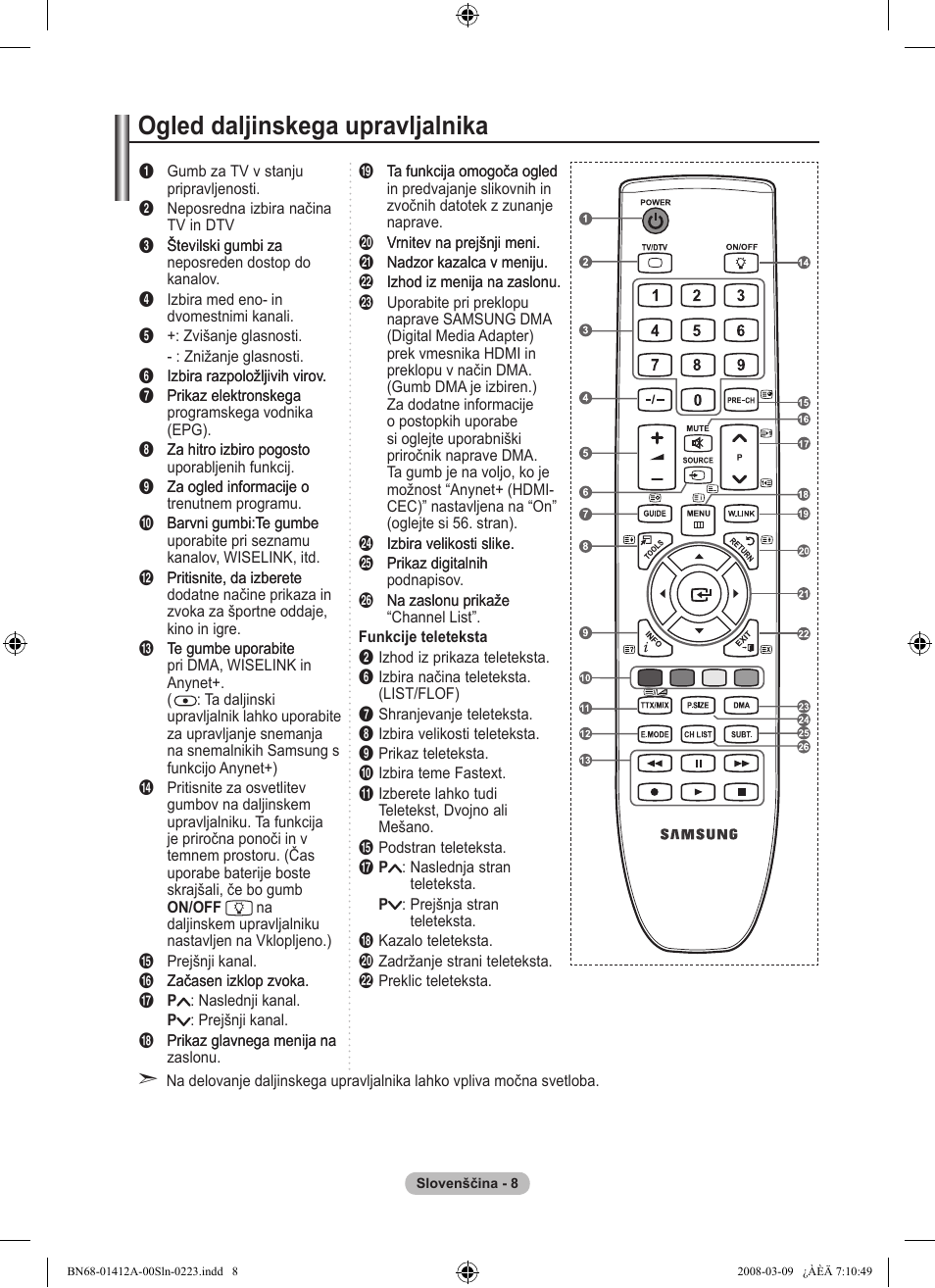 Ogled daljinskega upravljalnika | Samsung LE37A656A1F User Manual | Page 486 / 546