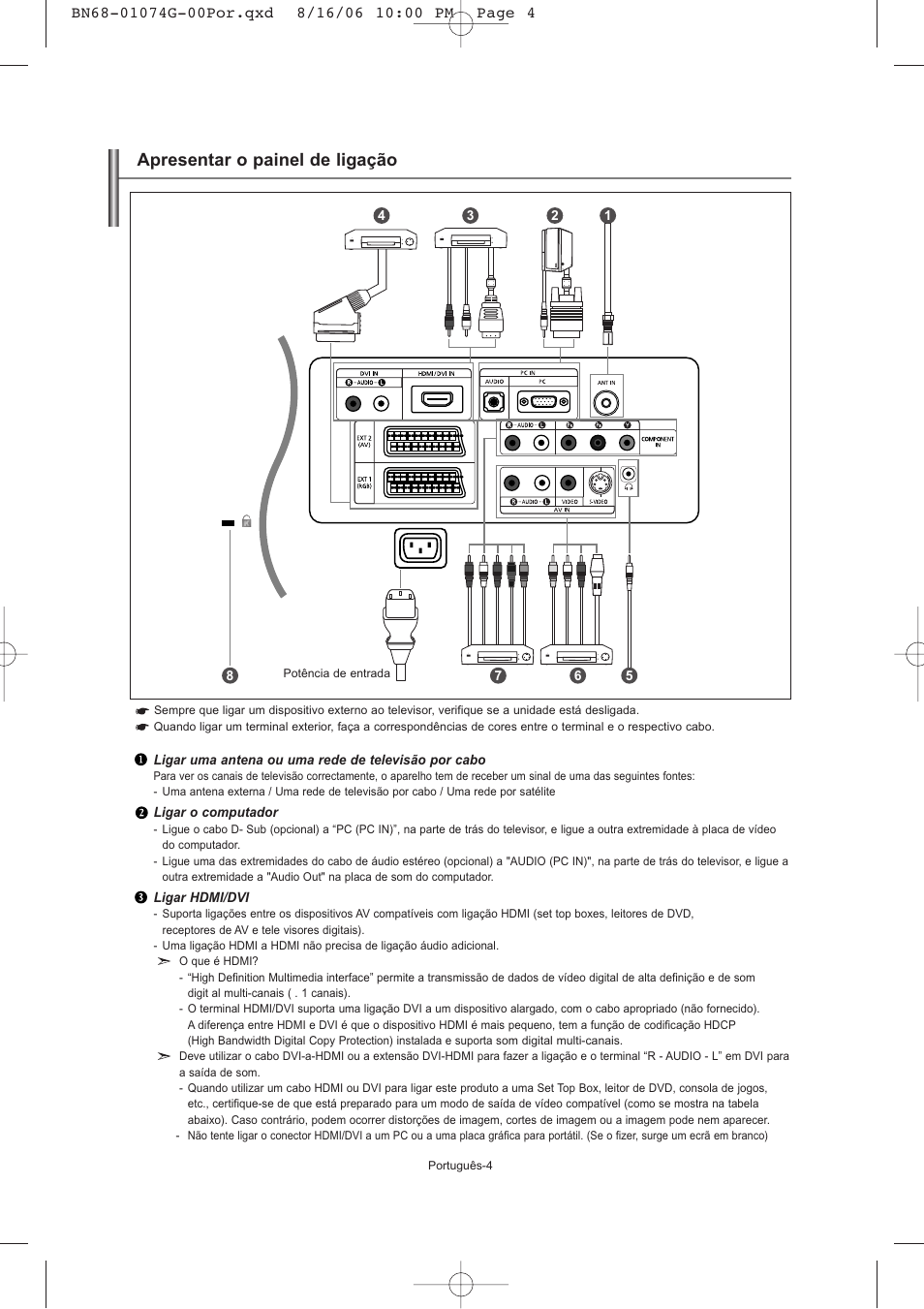 Apresentar o painel de ligação | Samsung LE23R71B User Manual | Page 111 / 152