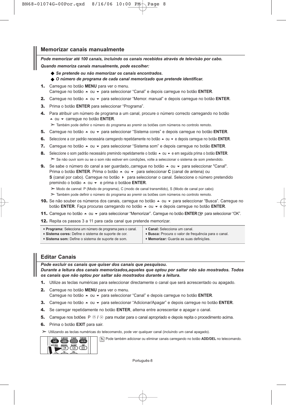 Editar canais | Samsung LE23R71B User Manual | Page 115 / 152
