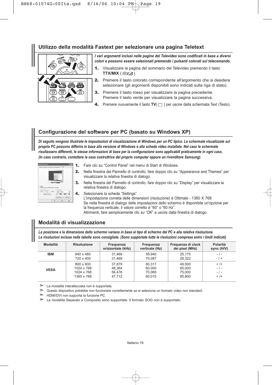 Modalità di visualizzazione | Samsung LE23R71B User Manual | Page 147 / 152