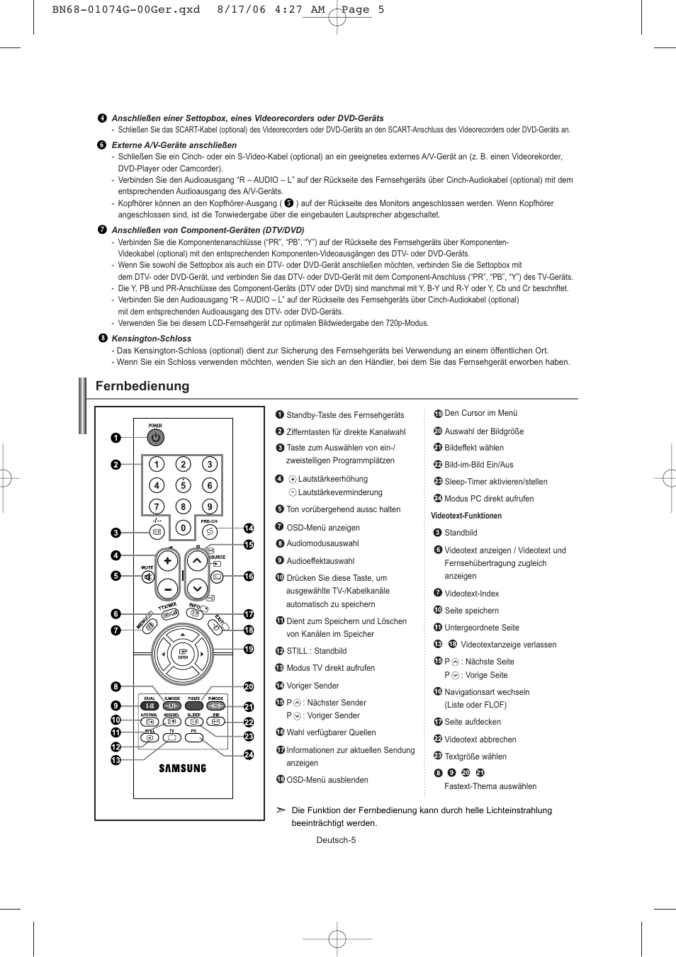 Fernbedienung | Samsung LE23R71B User Manual | Page 49 / 152