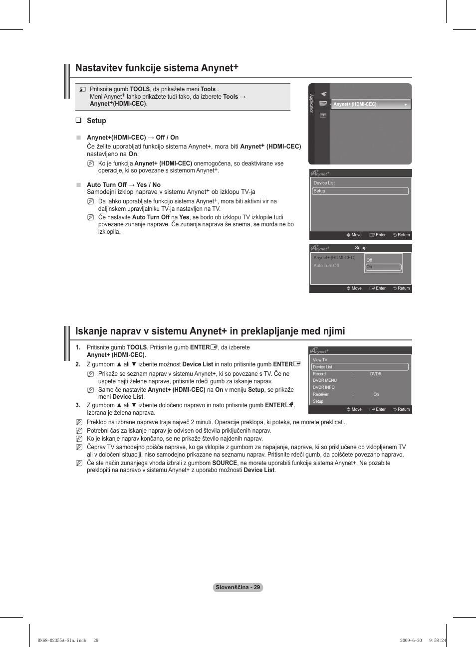 Nastavitev funkcije sistema anynet, Setup | Samsung PS50B530S2W User Manual | Page 275 / 319