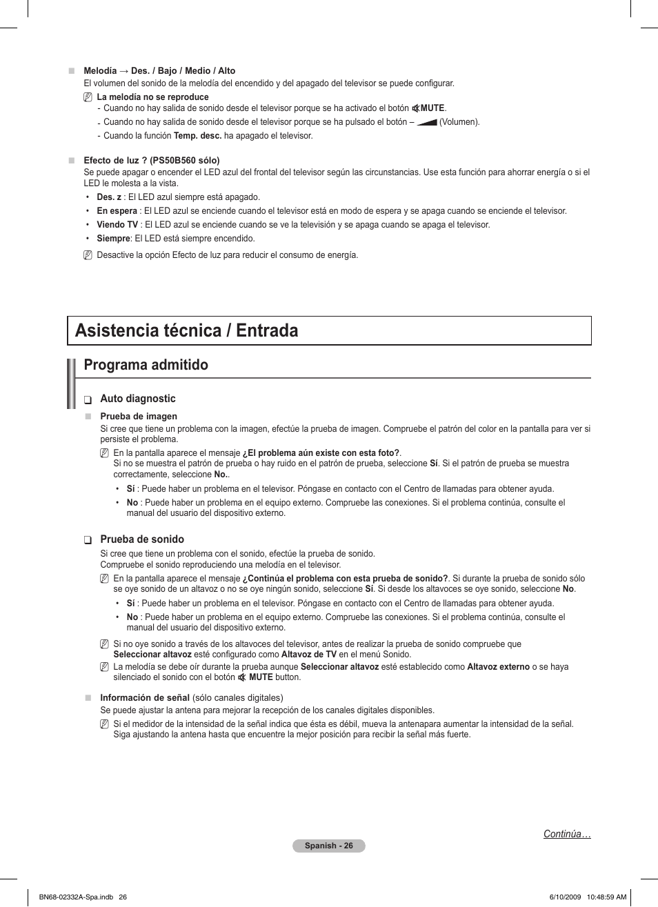 Asistencia técnica / entrada, Programa admitido | Samsung PS50B560T7W User Manual | Page 251 / 400