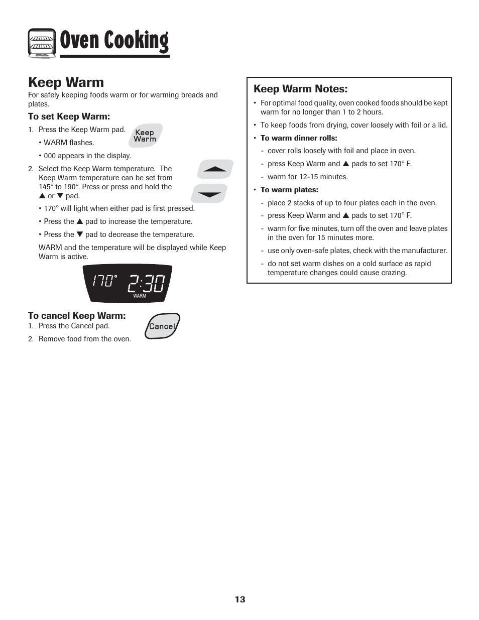 Oven cooking, Keep warm | Amana 8113P454-60 User Manual | Page 14 / 84