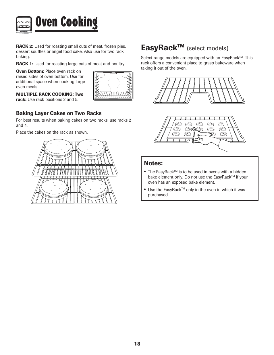 Oven cooking, Easyrack, Select models) | Amana 8113P454-60 User Manual | Page 19 / 84