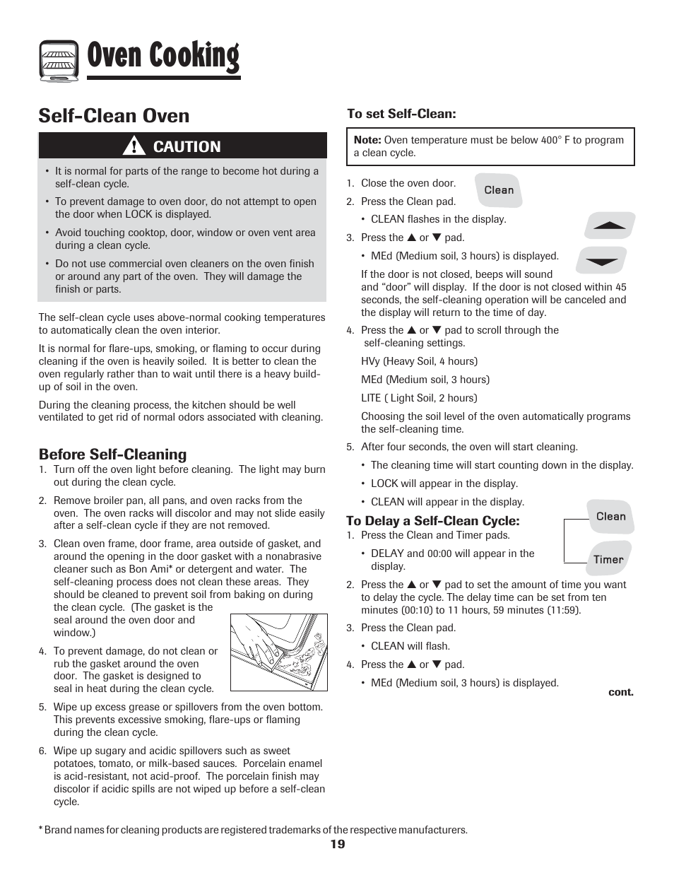 Oven cooking, Self-clean oven, Caution | Before self-cleaning | Amana 8113P454-60 User Manual | Page 20 / 84