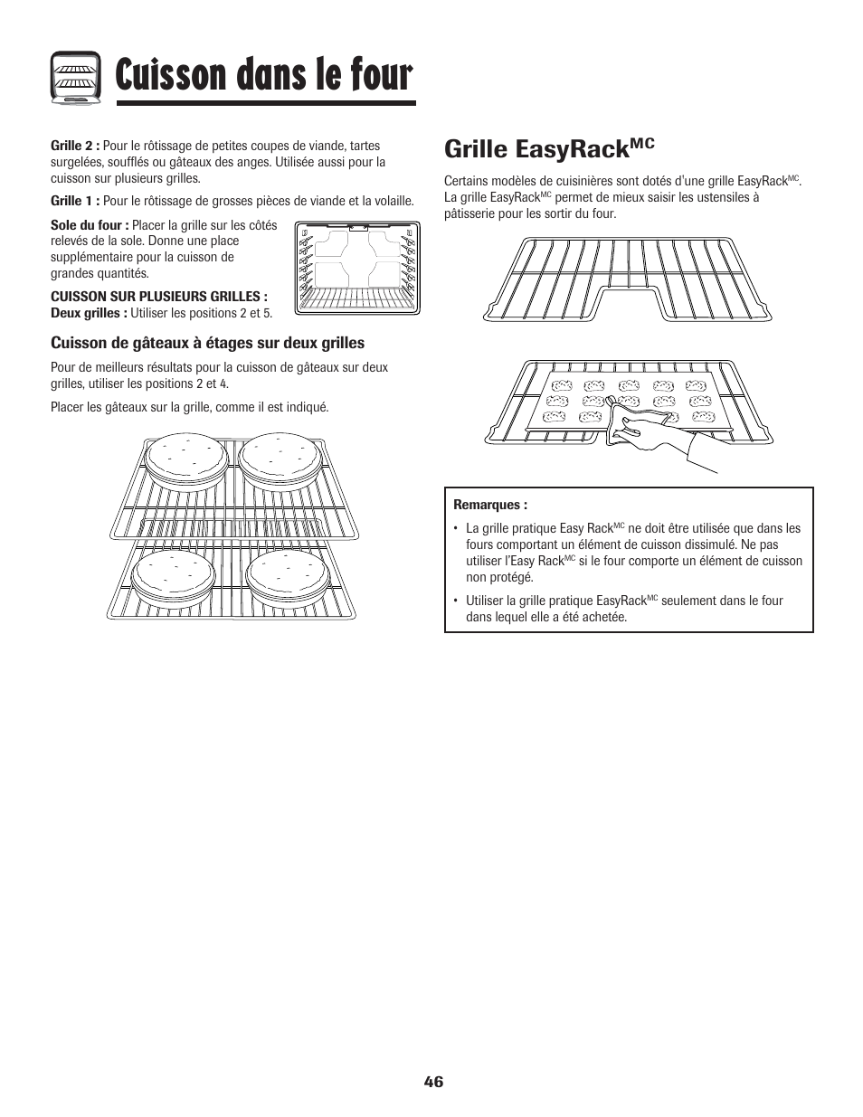 Cuisson dans le four, Grille easyrack | Amana 8113P454-60 User Manual | Page 47 / 84