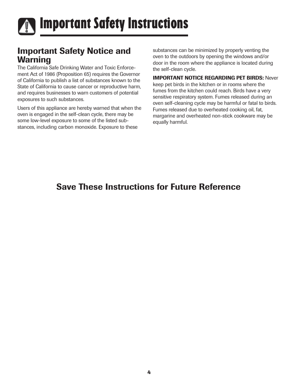 Important safety instructions | Amana 8113P454-60 User Manual | Page 5 / 84