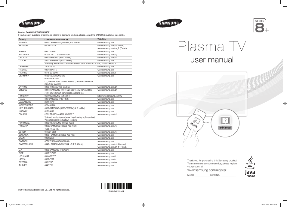 Samsung PS51F8500SZ User Manual | 73 pages