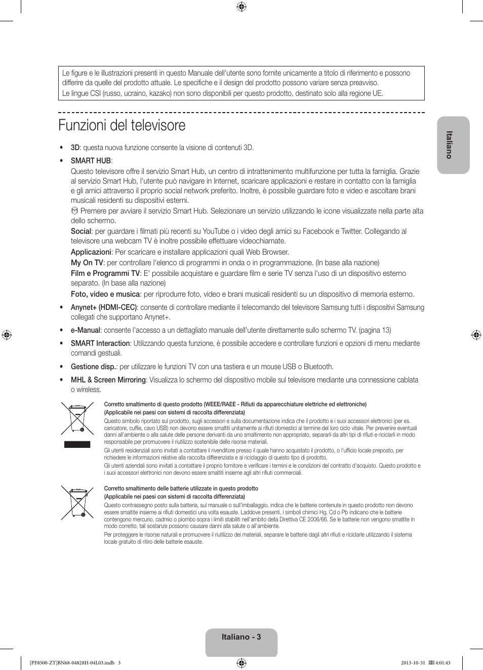 Funzioni del televisore | Samsung PS51F8500SZ User Manual | Page 27 / 73