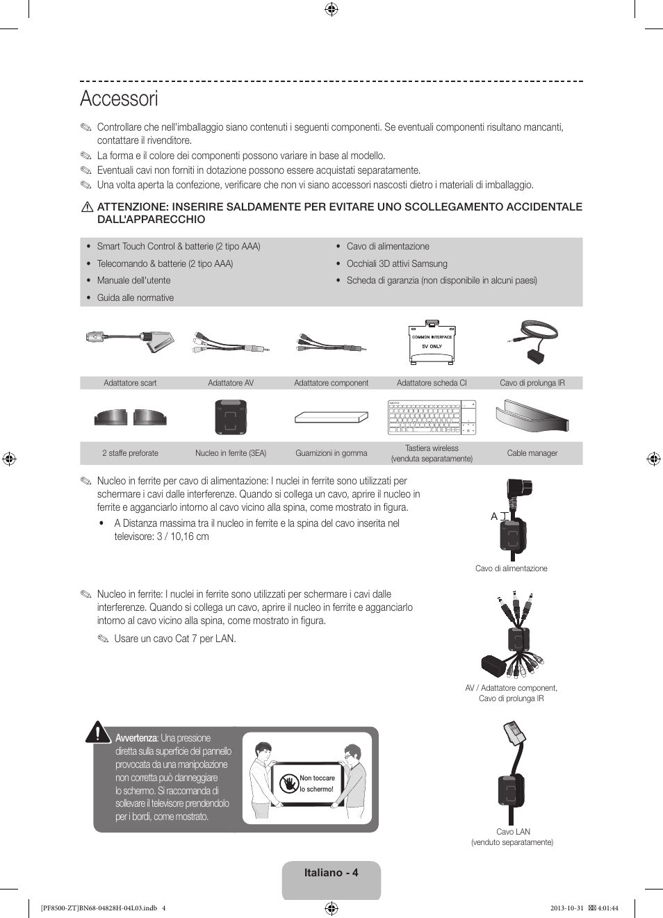 Accessori | Samsung PS51F8500SZ User Manual | Page 28 / 73