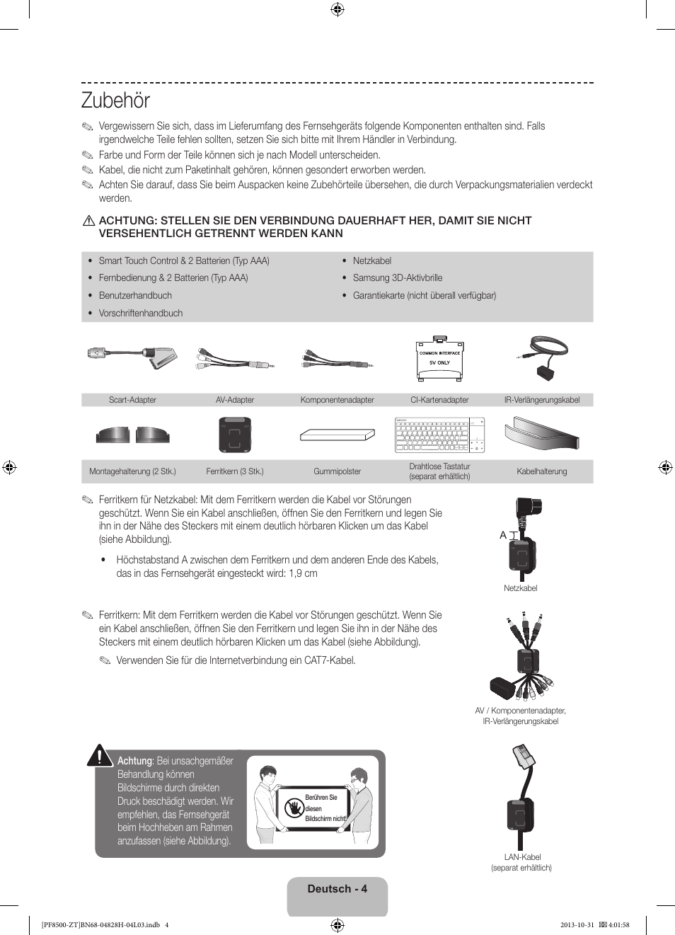 Zubehör | Samsung PS51F8500SZ User Manual | Page 52 / 73