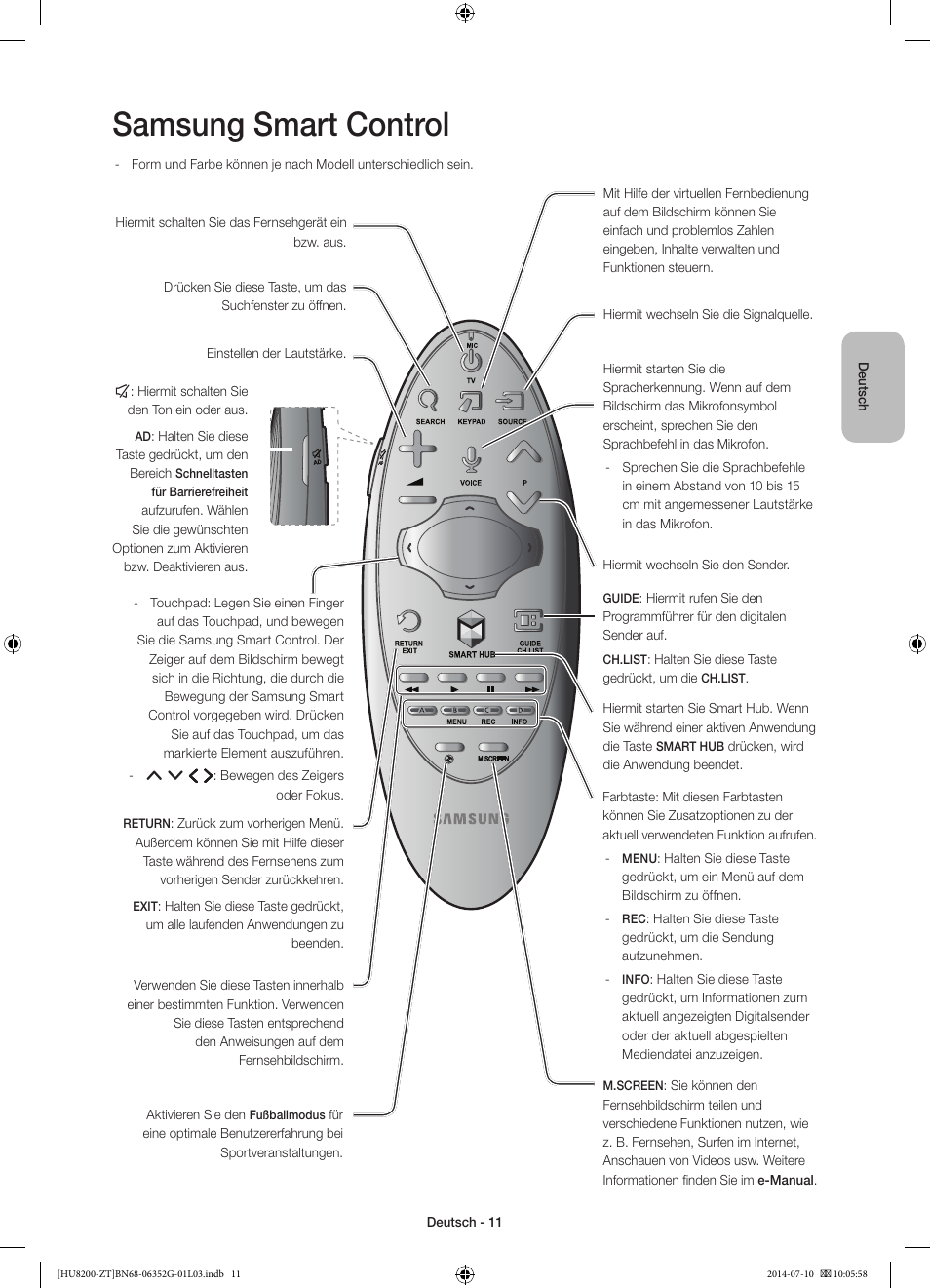 Samsung smart control | Samsung UE55HU8200Z User Manual | Page 59 / 73