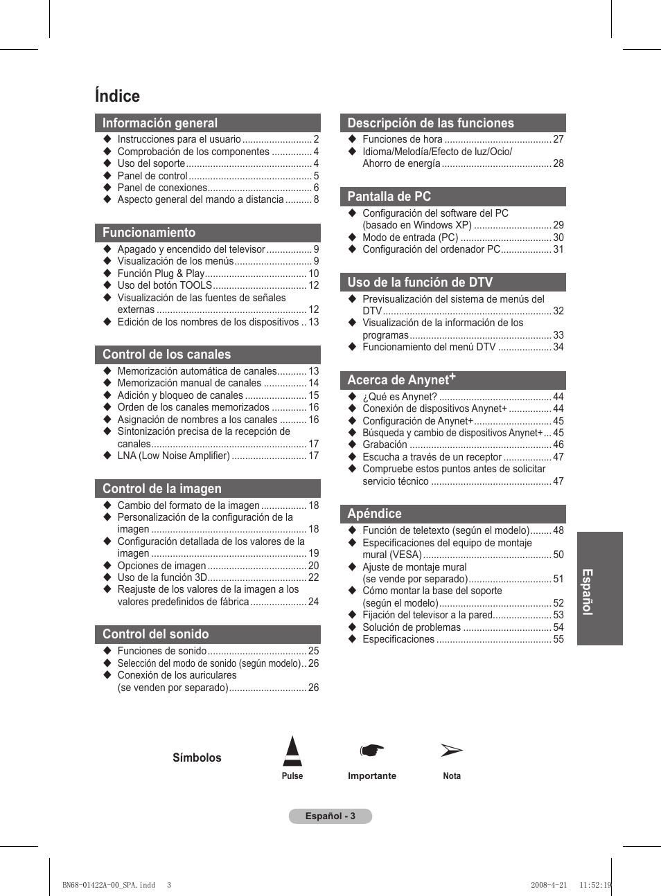 Índice | Samsung PS50A476P1D User Manual | Page 280 / 444