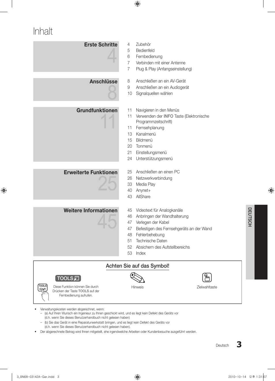 Inhalt | Samsung PS50C680G5W User Manual | Page 107 / 474