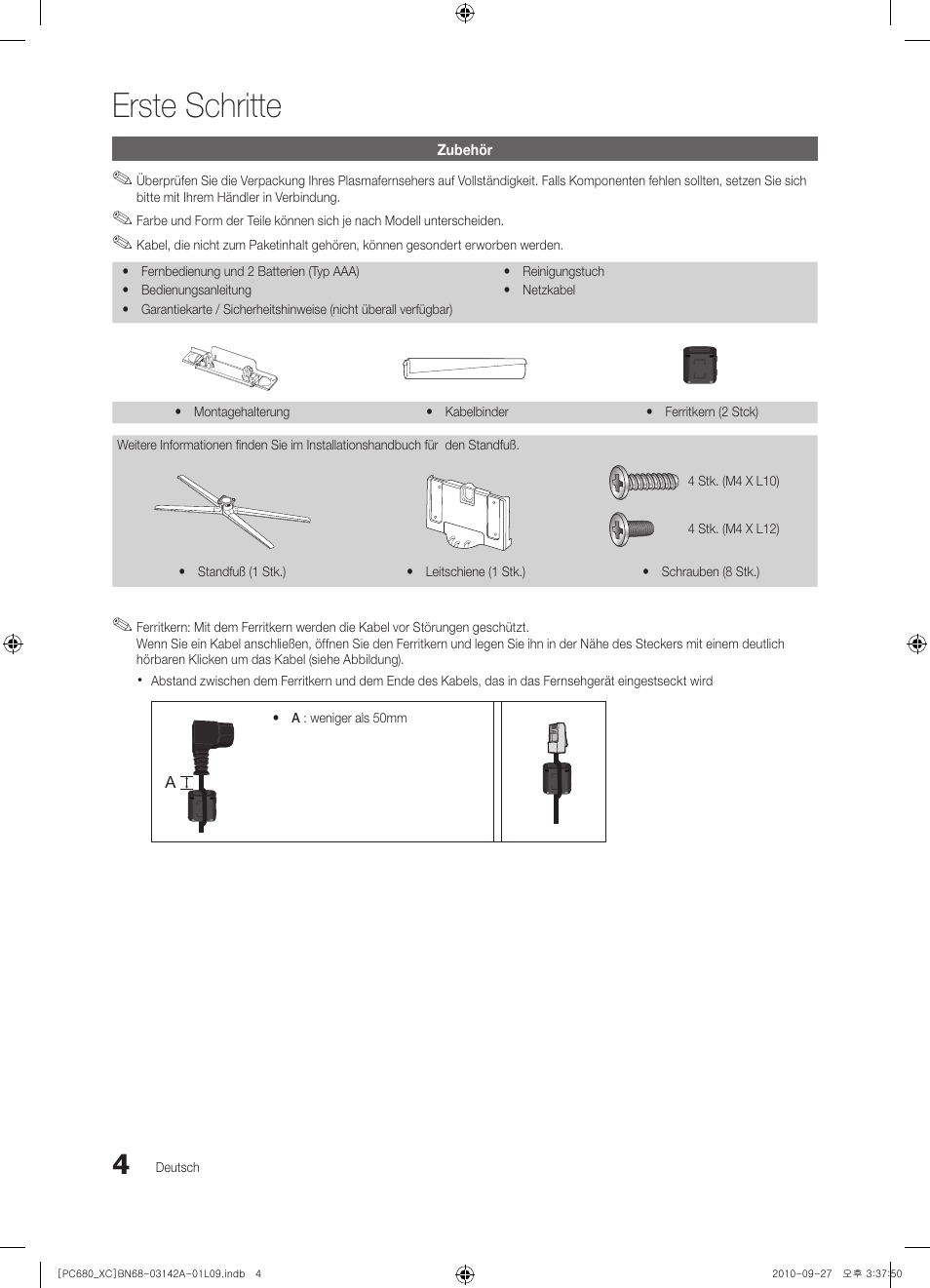 Erste schritte | Samsung PS50C680G5W User Manual | Page 108 / 474