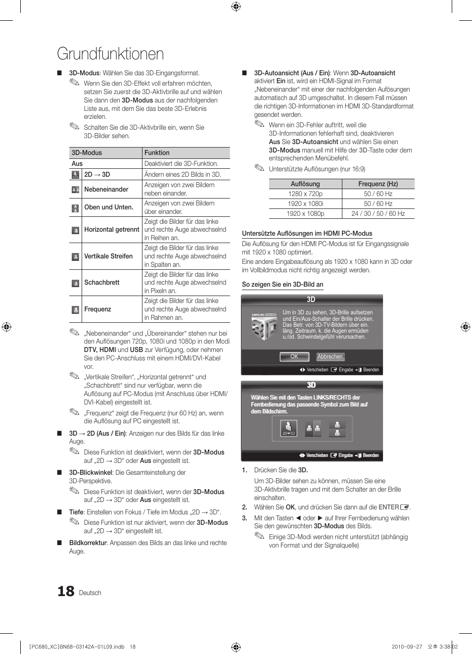 Grundfunktionen | Samsung PS50C680G5W User Manual | Page 122 / 474