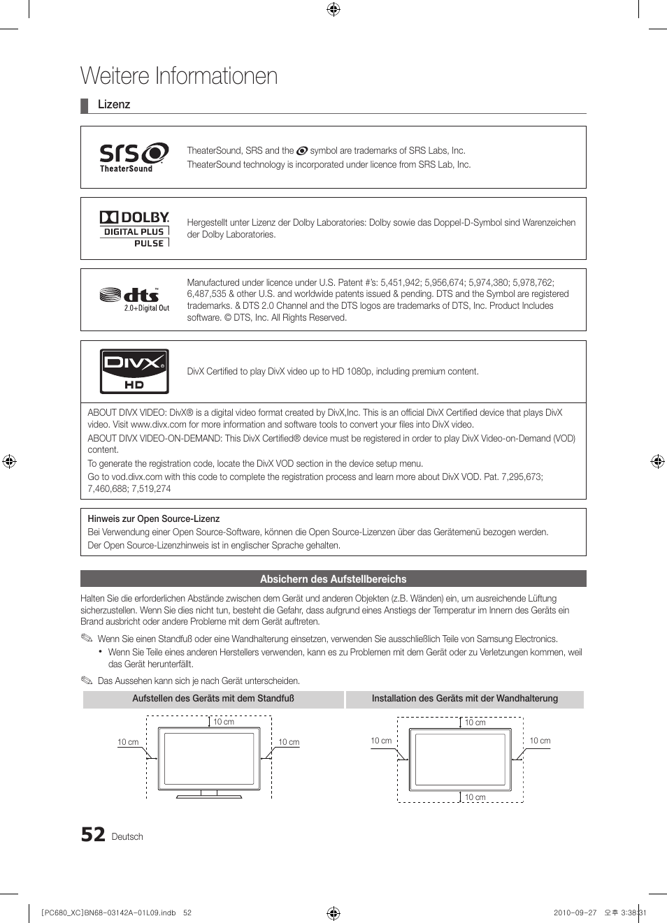 Weitere informationen | Samsung PS50C680G5W User Manual | Page 156 / 474