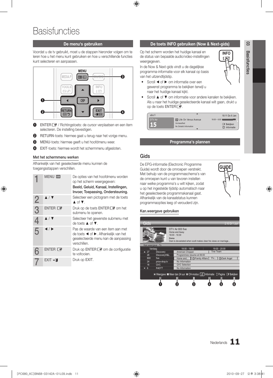 Basisfuncties, Gids | Samsung PS50C680G5W User Manual | Page 167 / 474