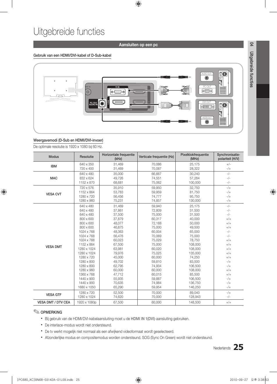 Uitgebreide functies | Samsung PS50C680G5W User Manual | Page 181 / 474